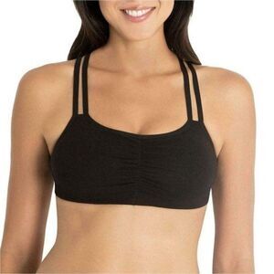 Fruit Of The Loom Womens Black Scoop Neck Racerback Strappy Sport Bra Size 32